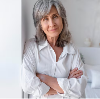 Senior woman writing a friendly profile